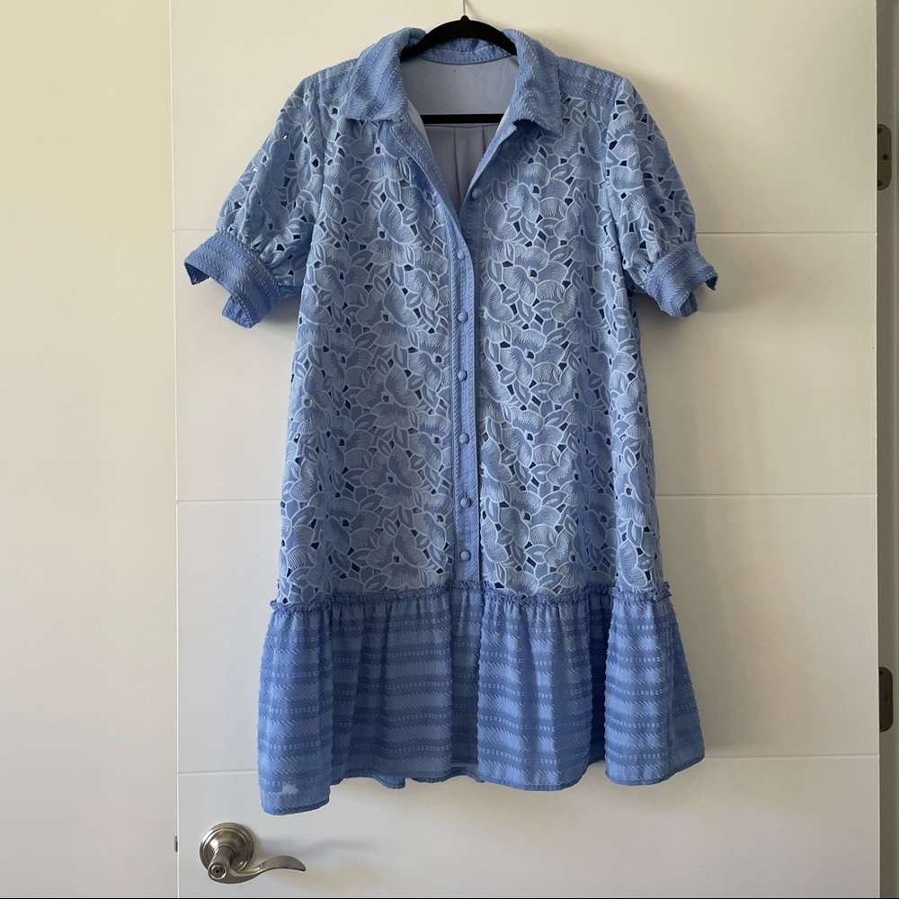 Periwinkle Eyelet Lace Summer Dress